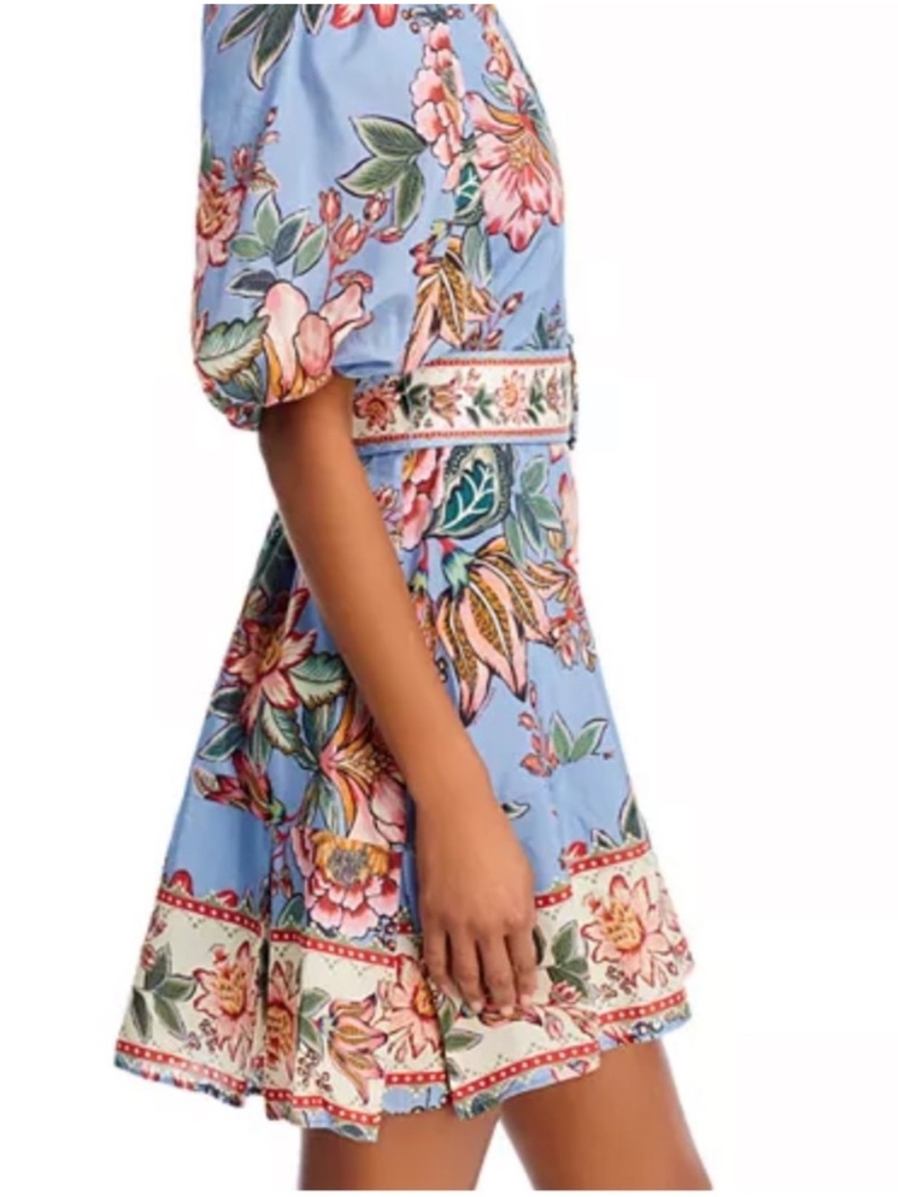 NWT FARM Rio Blue Floral Puff-Sleeve Mini Dress - XS - Picture 5 of 12
